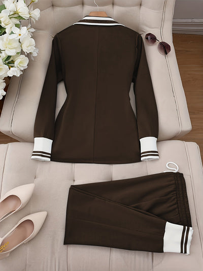 Ingelore - Modischer Gestreifter Zweiteiler Im Satz