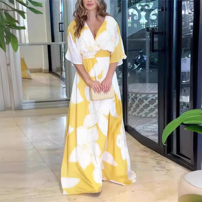 Damen Maxikleid mit Blumenmuster – Eleganter Sommer-Look für Urlaub und Alltag