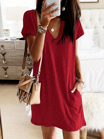 Luftiges Freizeitkleid mit Taschen – Kurzarm, Sommer & Frühling