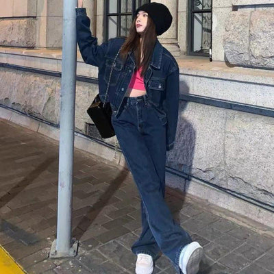 Emma – Hohe Taille Weites Bein Jeans Set