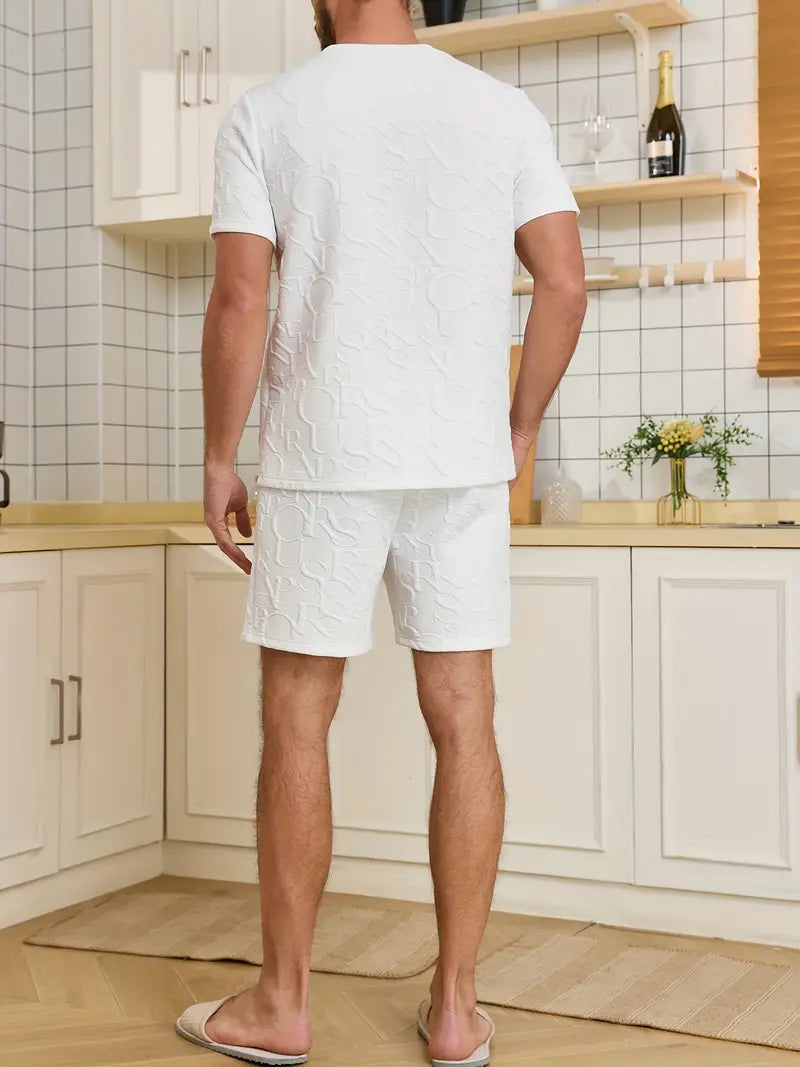 Alan - Kurzärmliges Loungewear- und Shorts-Set aus Baumwolle für Herren