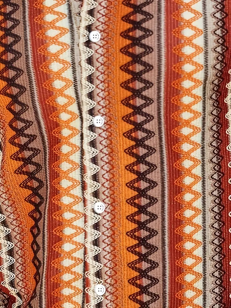 Smith - Herren-Kurzarmhemd mit buntem Streifenmuster im Vintage-Stil