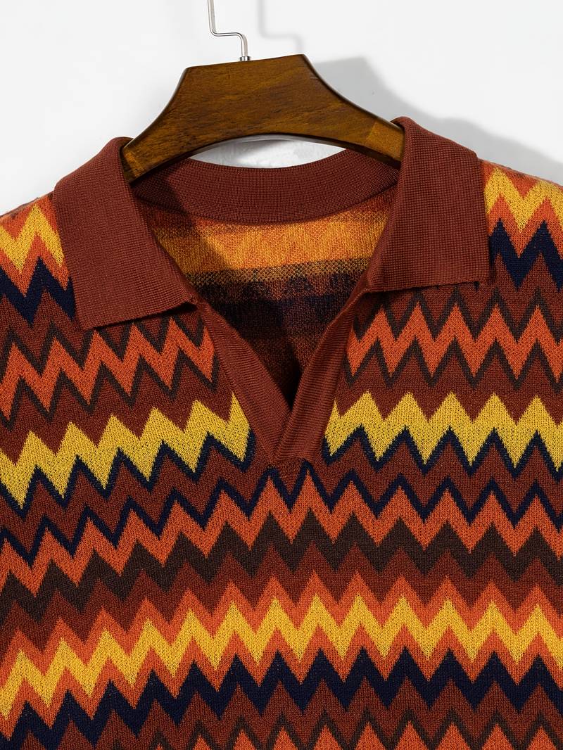 Retro-Strickpolo mit Zickzack-Muster