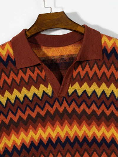 Retro-Strickpolo mit Zickzack-Muster