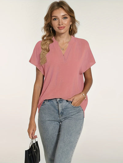 Damen Sommerbluse – Leicht, Kurzarm, Eleganter V-Ausschnitt