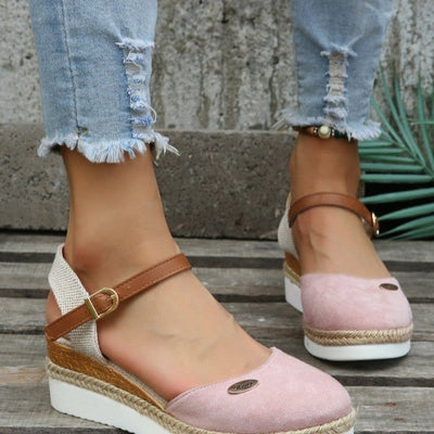 Damen Plateau-Sandalen mit Knöchelriemen – Sommerliche Freizeitschuhe im Espadrille-Stil