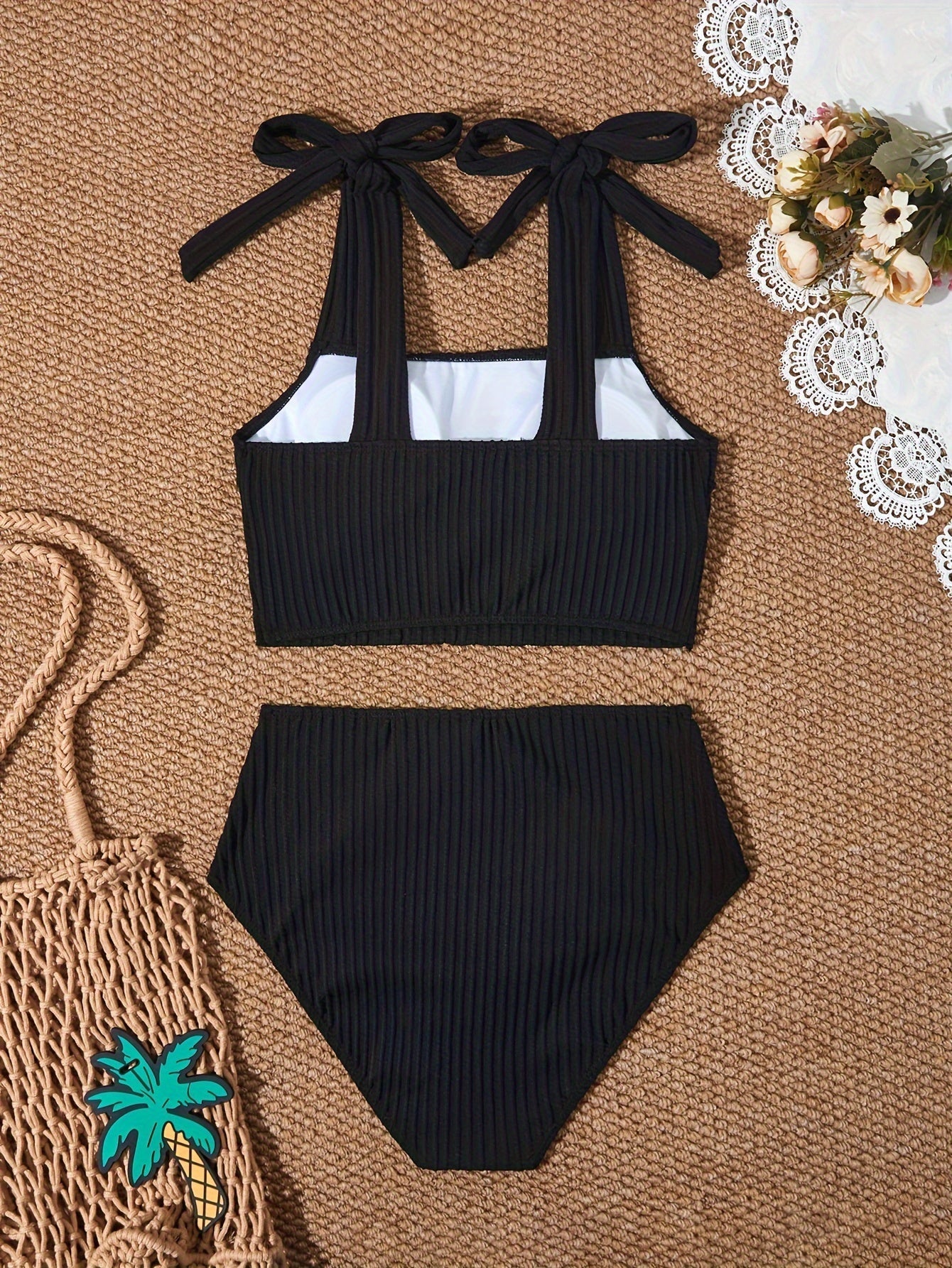 Stilvoller Tankini mit Schleife & Streifen – Zweiteiliger Badeanzug mit verstellbaren Trägern