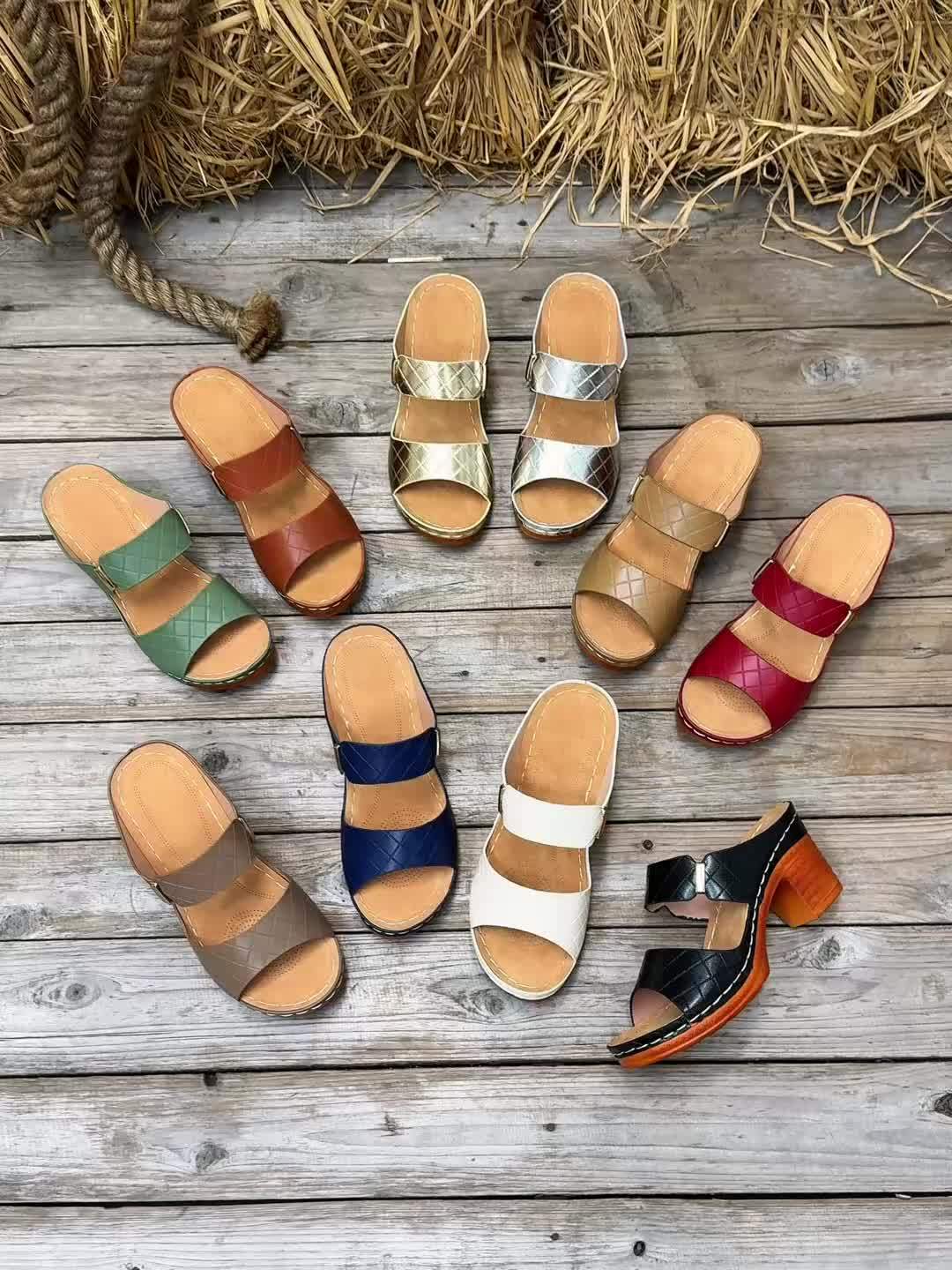 Klotzige Ferse Sandalen – Bequeme Offene Hohe Absätze, Sommer Lässig Schuhe