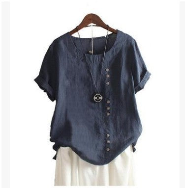 Lässiges Damen-Blusenshirt mit schrägem Knopfdesign für Alltag & Freizeit