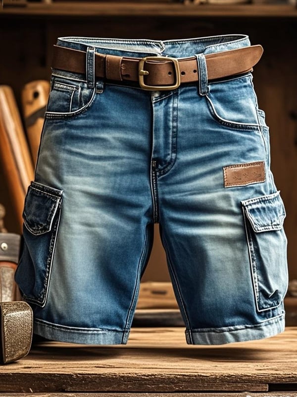 Herren Retro Classic Outdoor Funktions Jeansshorts