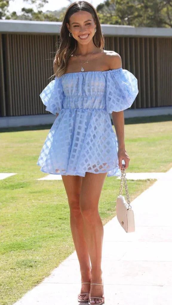 Luna | Off-Shoulder Minikleid – Zarte Eleganz mit romantischem Flair