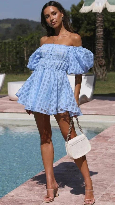 Luna | Off-Shoulder Minikleid – Zarte Eleganz mit romantischem Flair