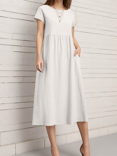 Leichtes Damen-Leinenkleid – Ärmellos, Einfarbig, Lange Passform & Bequem für Sommer & Urlaub