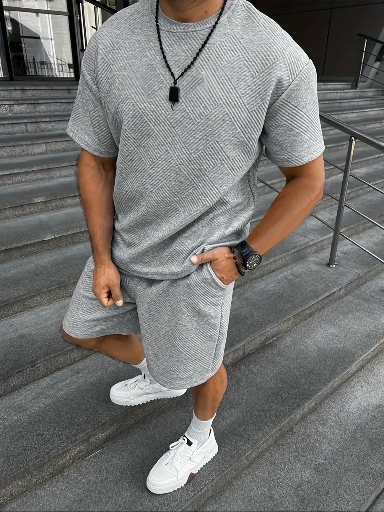 Dean - Herren-Set aus Rundhalshemd und Shorts