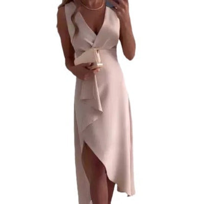 Audrey – Ärmelloses Schlankmachendes Bankettkleid mit Lotusblatt-Design