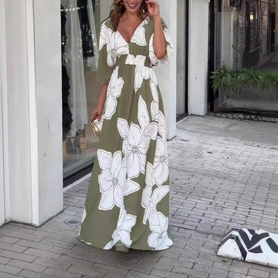 Damen Maxikleid mit Blumenmuster – Eleganter Sommer-Look für Urlaub und Alltag