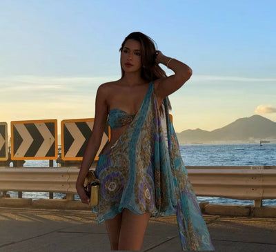 Imogen – Asymmetrisches Damen-Partykleid mit schräger Schulter