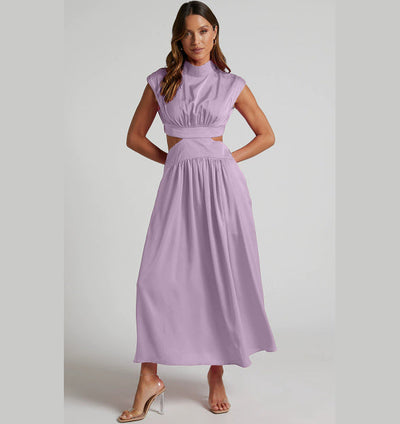 Betty – Sommerliches Kleid mit Stehkragen und Einfarbigem Design