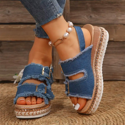 Alia - Lässige Denim Wedges