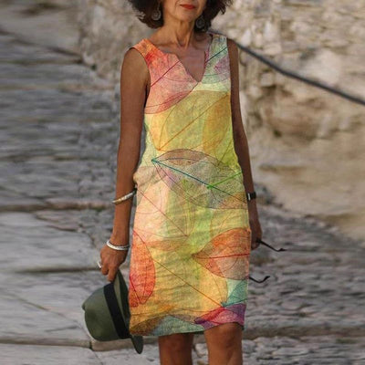 Damen ärmelloses Mini-Kleid mit V-Ausschnitt für den Sommer