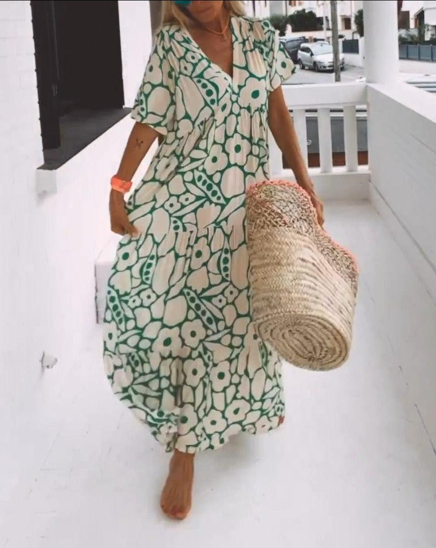 ESTER - Maxikleid mit kurzen Ärmeln