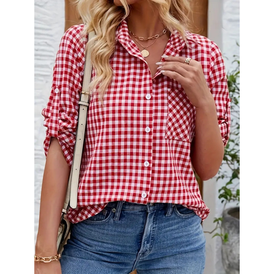 Lässiges Button-Down-Hemd für Damen | Rot