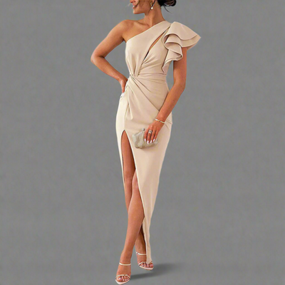 Xylina | Premium Off-Shoulder Ruffle Sleeve Midi Kleid