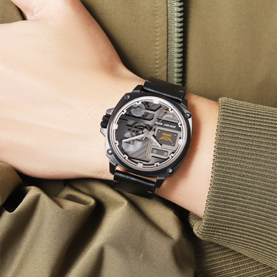 van Baerle® - Quarz Leder Herrenarmbanduhr