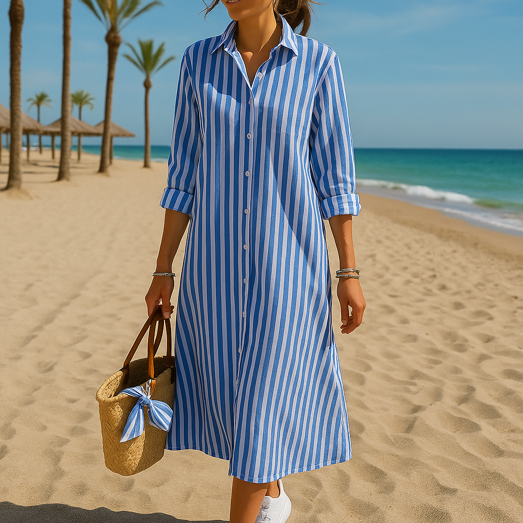 Lova | Klassisch gestreiftes Hemdblusenkleid