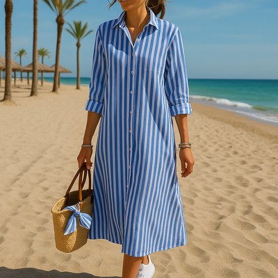 Lova | Klassisch gestreiftes Hemdblusenkleid