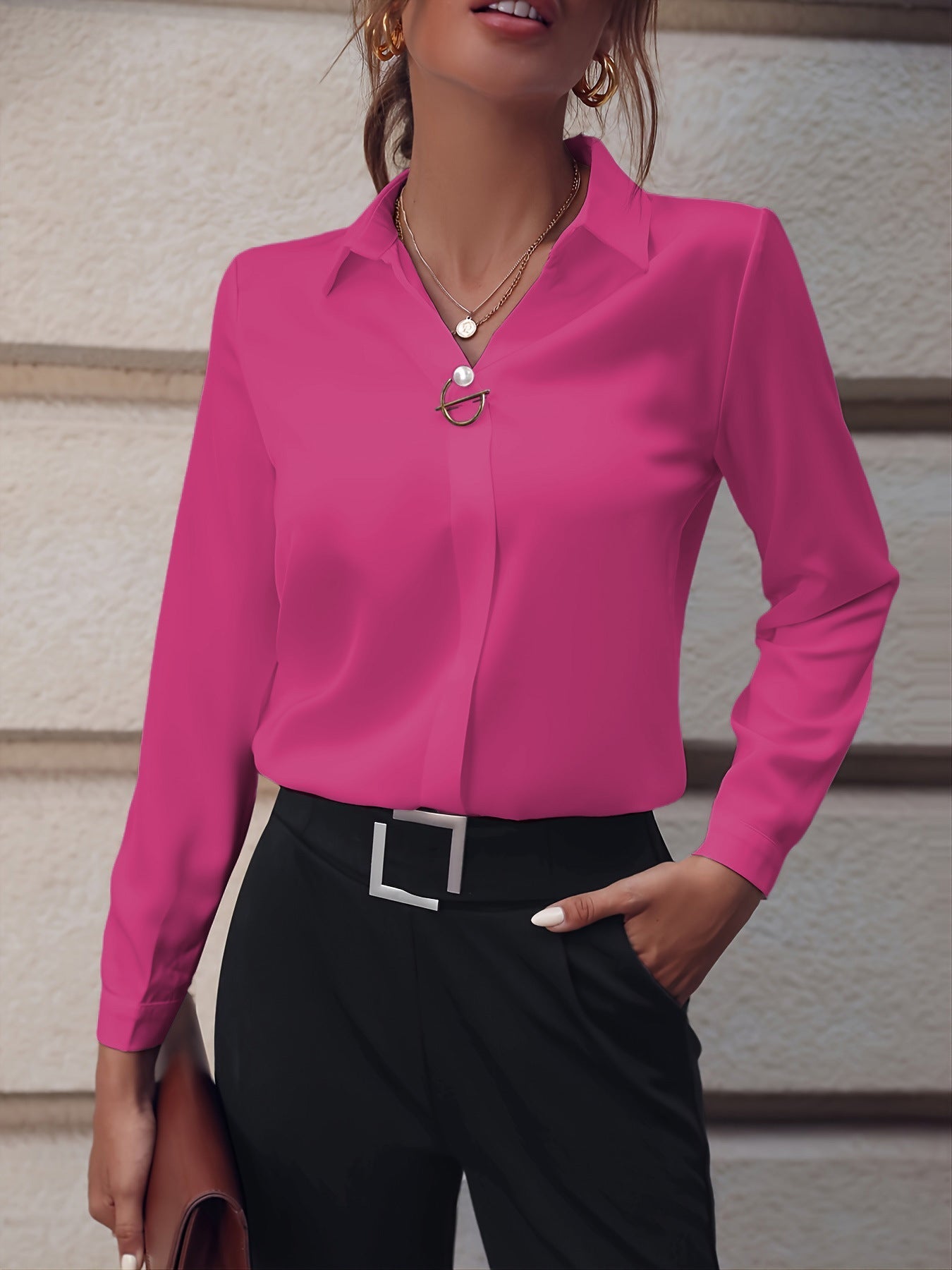Damen Blusenshirt Elegant Business Cardigan – Stilvolle Langarmbluse für Büro & Alltag