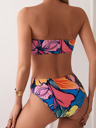 Einteiliger Badeanzug – Florales Muster, Cut-Outs & Ring-Details für Strand & Pool