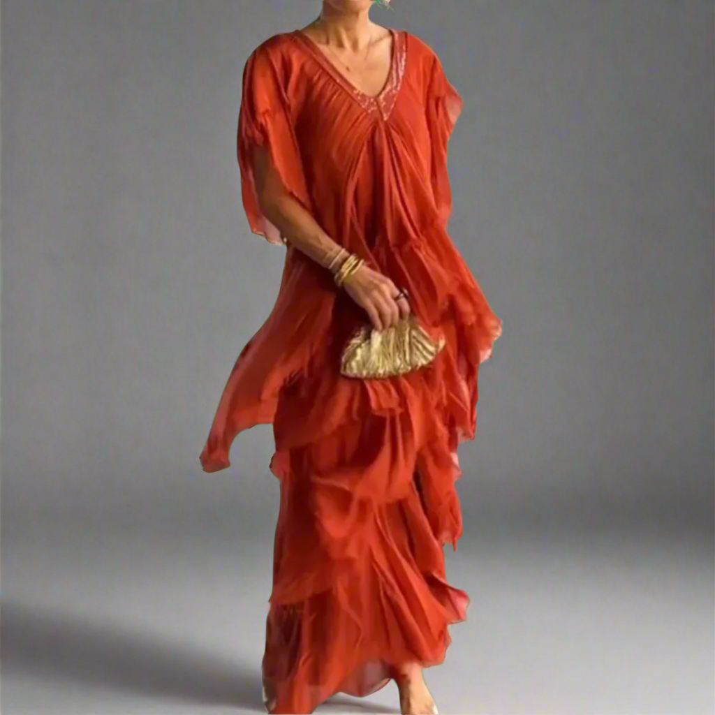 Maresilda | Elegantes Maxi-Kleid mit V-Ausschnitt