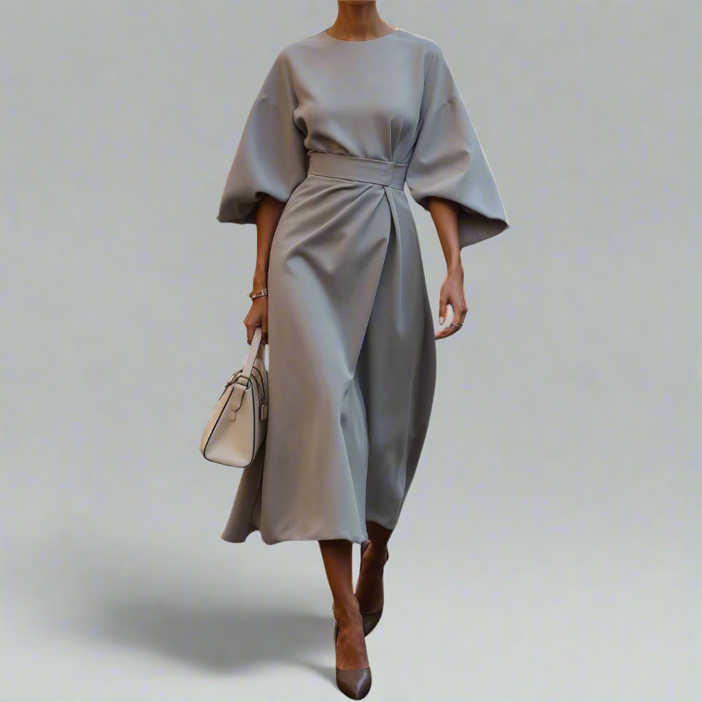 Veronike | Elegantes Kleid mit Laternenärmeln und Gürtel