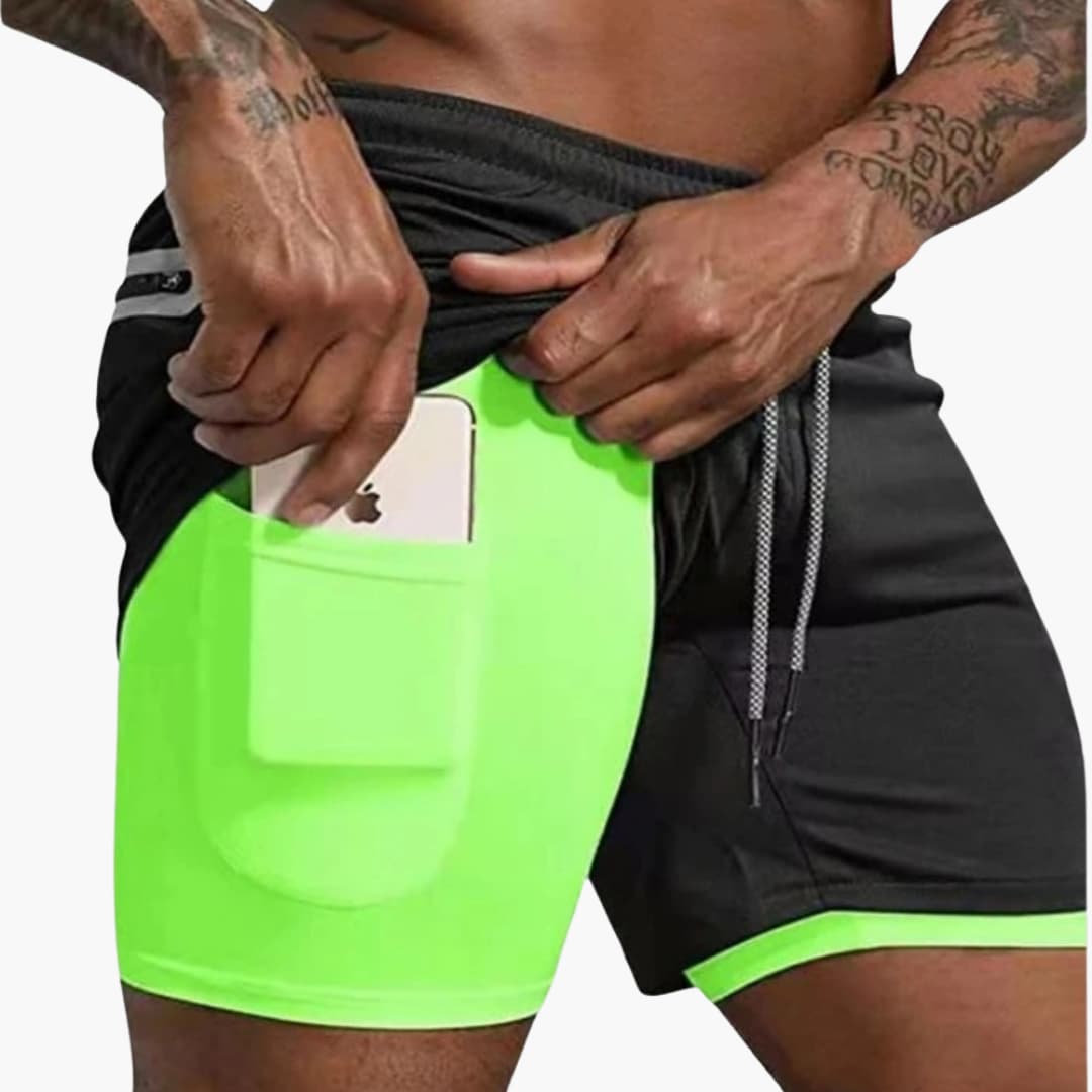 Herren Fitness Shorts mit Innentasche und Kompressionsebene