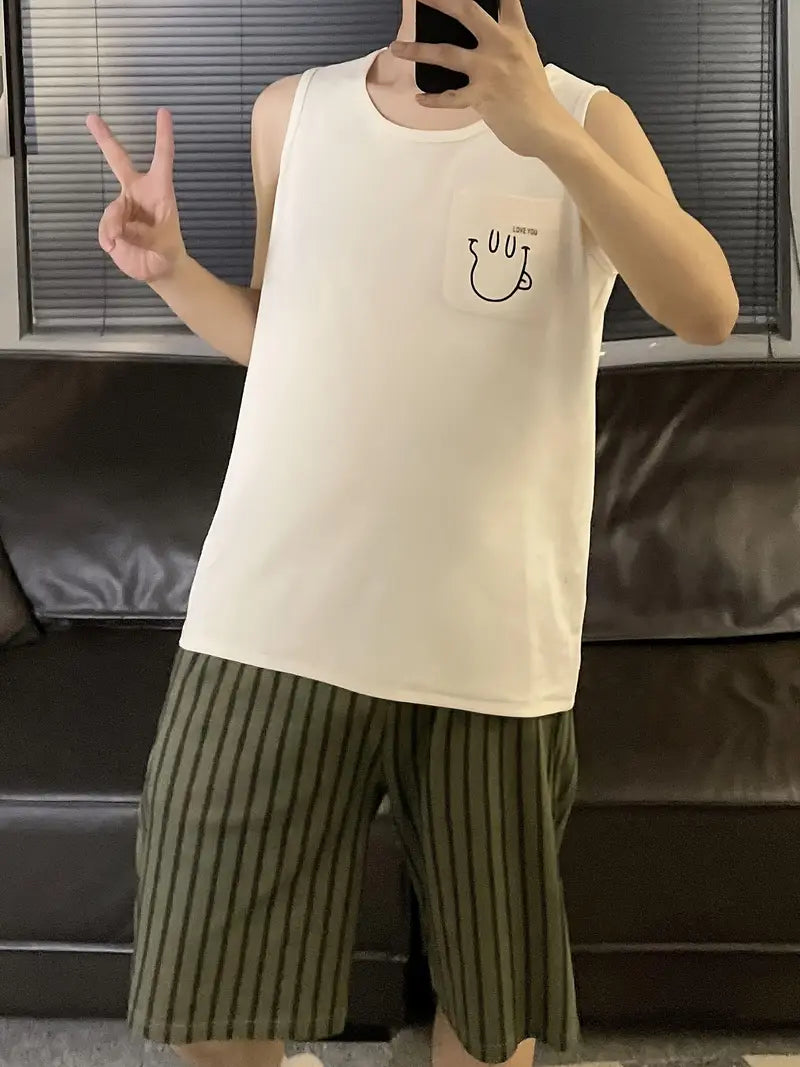 Robert - Pyjama-Set mit Cartoon-Print für Herren