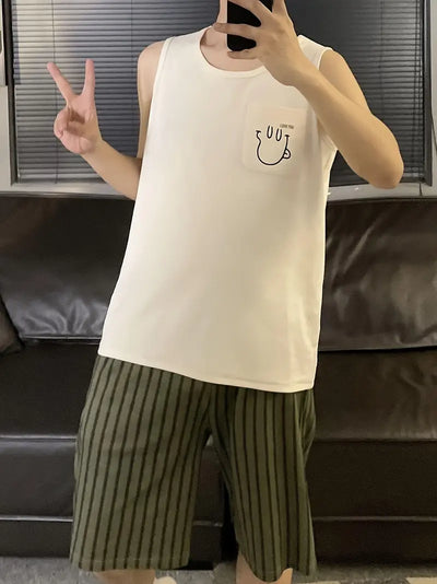 Robert - Pyjama-Set mit Cartoon-Print für Herren