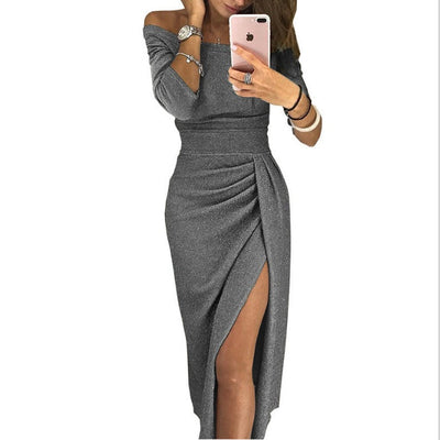 Hannah – Elegantes Langarm-Paillettenkleid mit Off-Shoulder