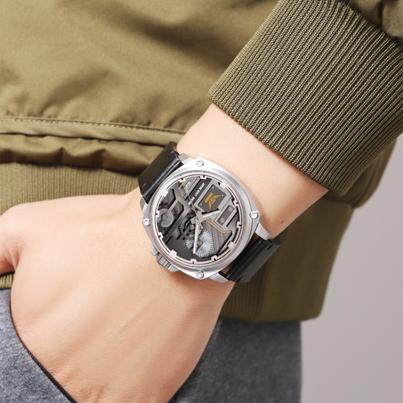 van Baerle® - Quarz Leder Herrenarmbanduhr