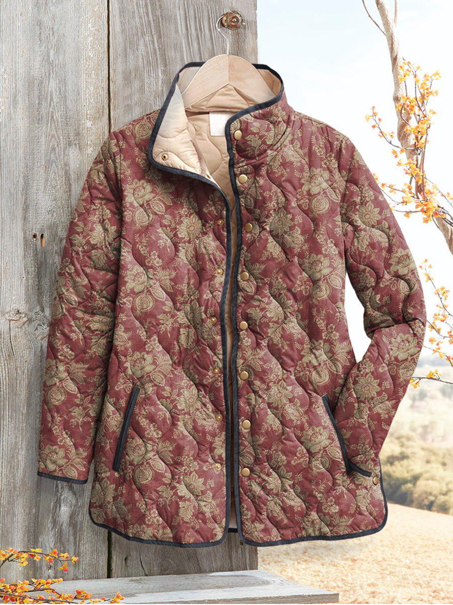Retro Floral Print Damenjacke
