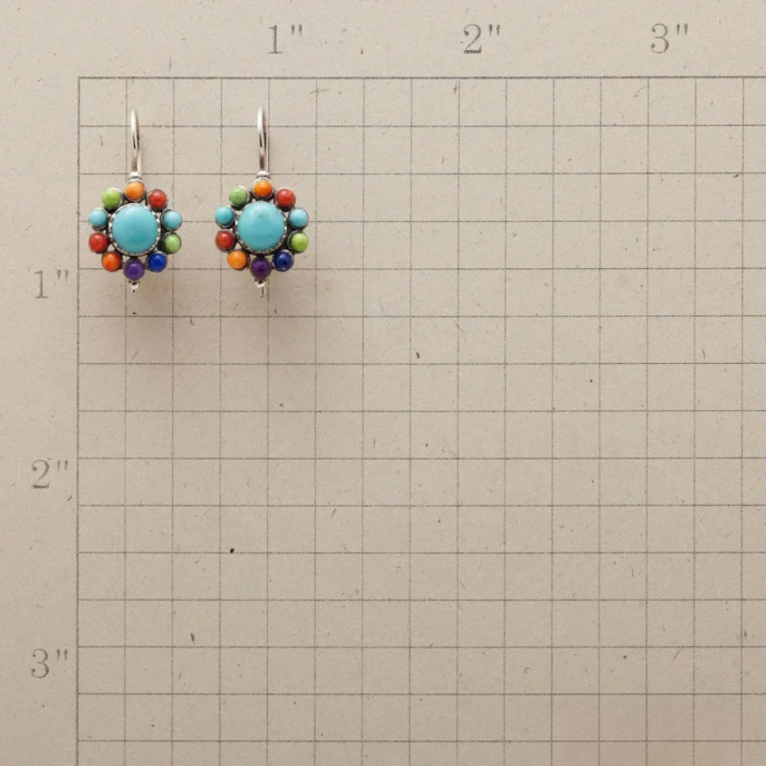 Mehrfarbige Türkise Runde Ohrringe