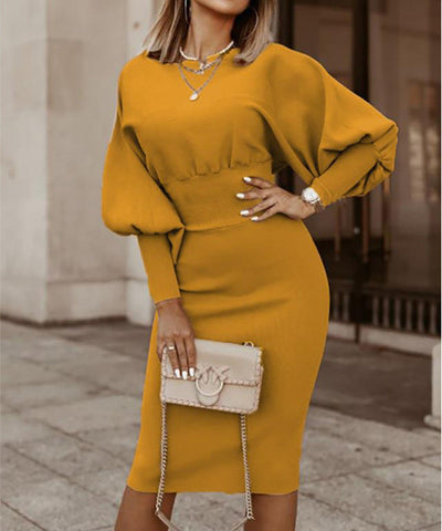 Valeria - Elegantes Midikleid mit Fledermausärmeln und schmaler Passform