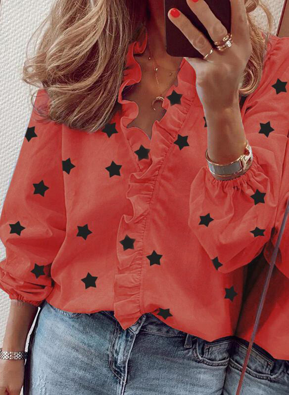 Shirley – Langärmlige Rüschenbluse