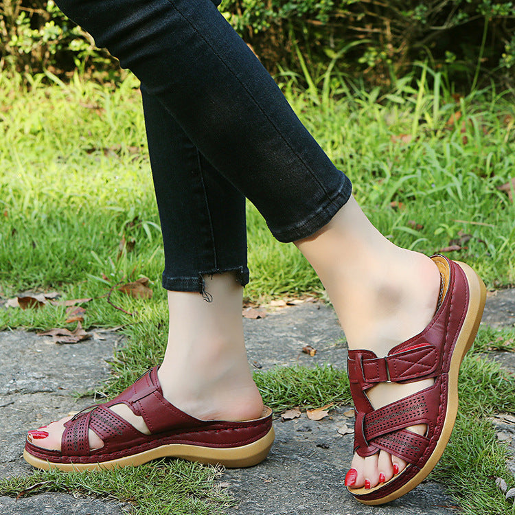 Clara - Burgundfarbene Komfortsandalen mit ergonomischem Design und weicher Innensohle