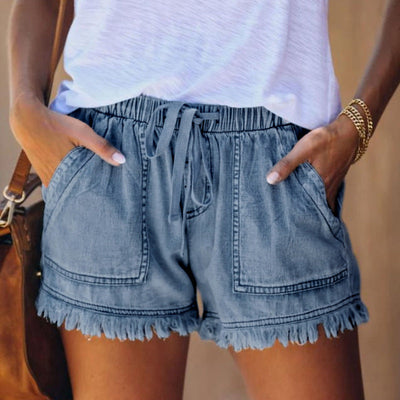 Rory – Elastische Jeansshorts mit Fransen