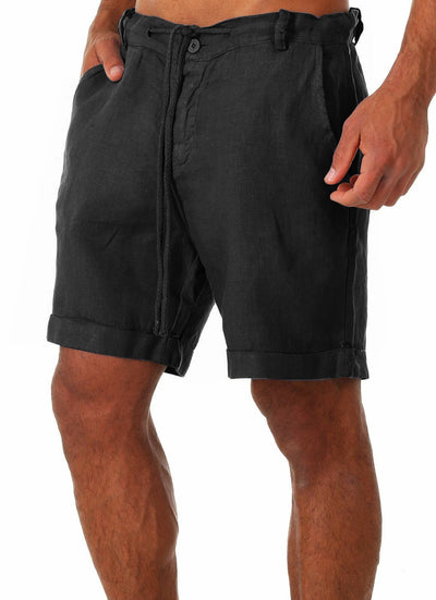 Men's Shorts With Solid Color Lace-up Sweatpants