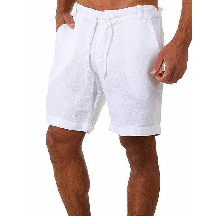 Men's Shorts With Solid Color Lace-up Sweatpants