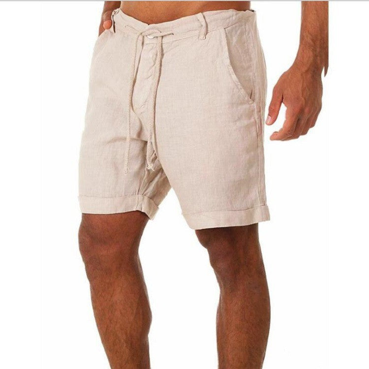 Men's Shorts With Solid Color Lace-up Sweatpants