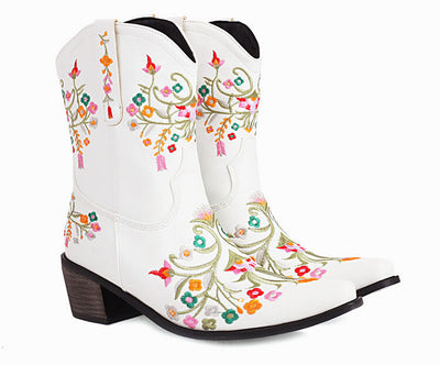 Louise – Gestickte Ethno-Stil Retro Chunky Heel Martin Stiefel