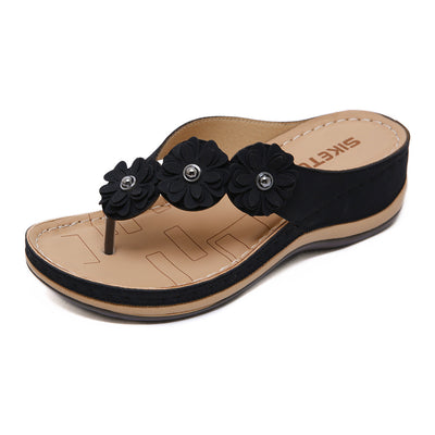 Grace – Retro Blumen-Sandalen für Damen